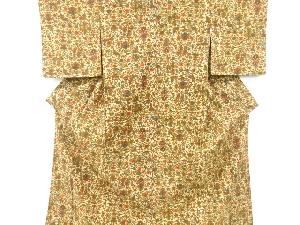 蝶に花鳥更紗模様手織り紬着物